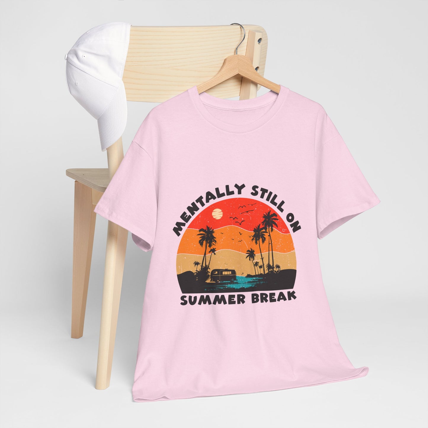 Still on Summer Break Shirt - Funny Back to School Tee, Retro Sunset Vanlife Vibes, Mentally on Vacation Graphic Tee for Students & Teachers