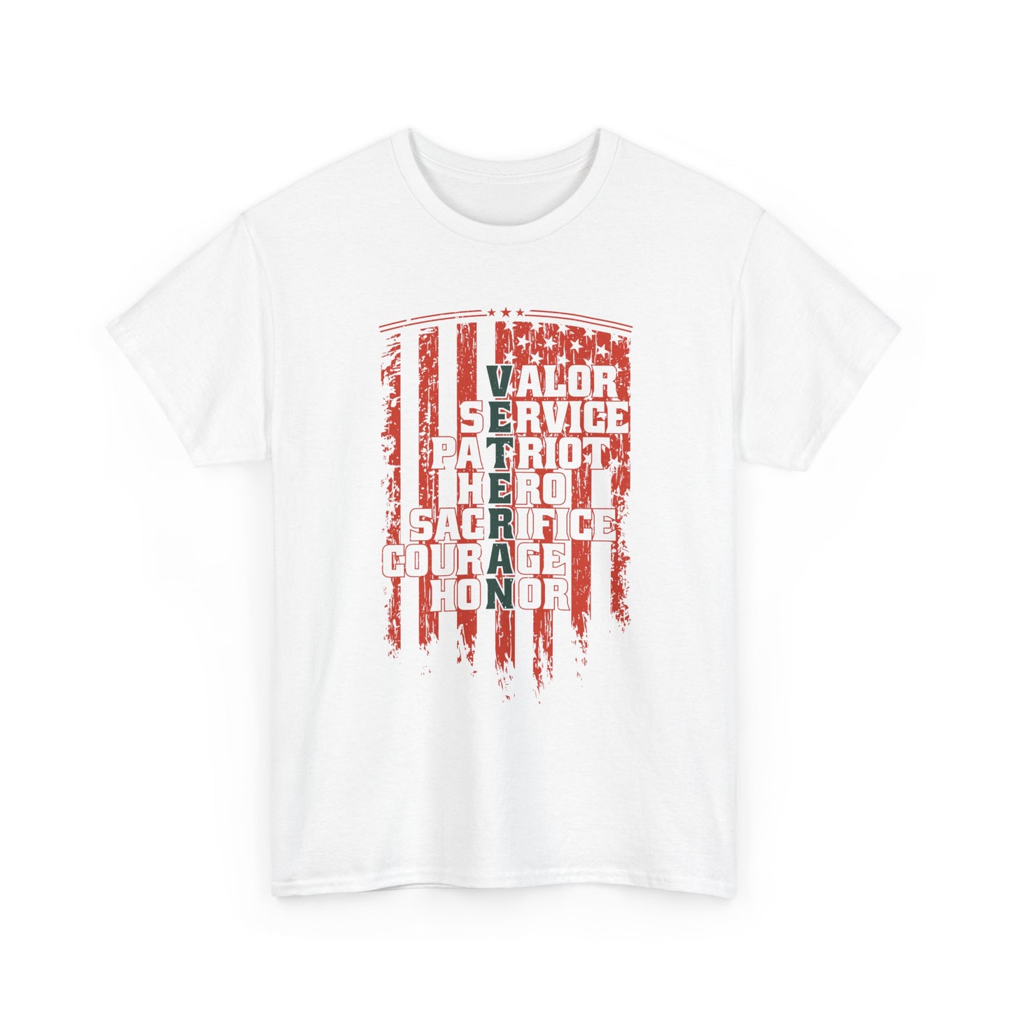 Veteran Word Art T-Shirt - Military Acronym Flag Tee