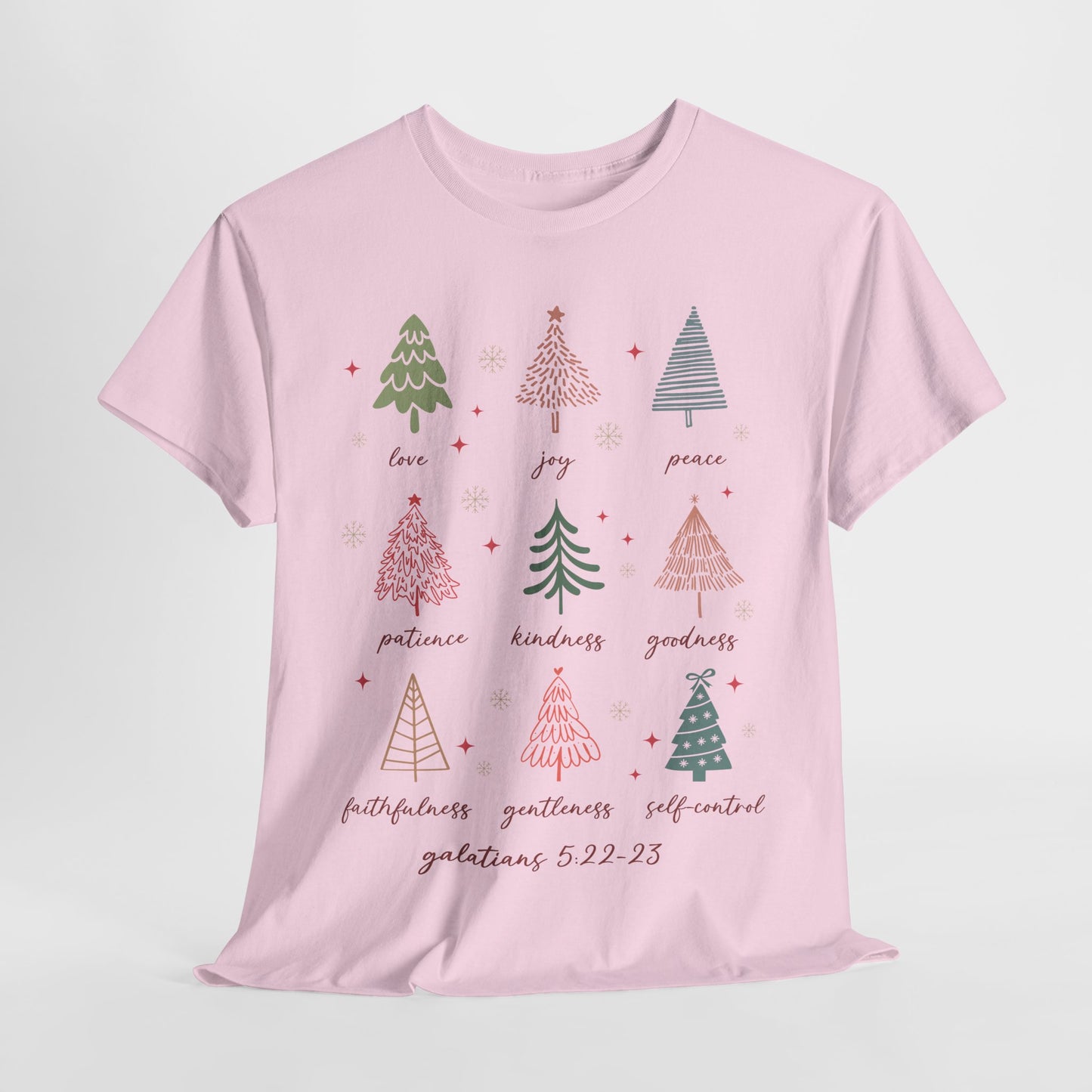 Fruits of the Spirit Christmas T-Shirt - Galatians 5:22-23 Faith Tee