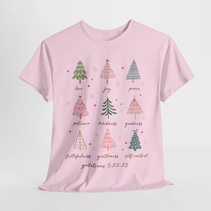 Fruits of the Spirit Christmas T-Shirt - Galatians 5:22-23 Faith Tee