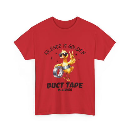Silence Is Golden Duct Tape T-Shirt - Funny Duck Tee