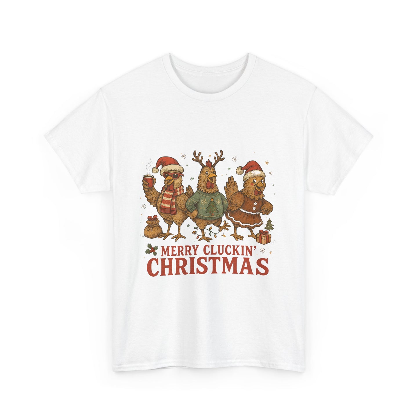 Merry Cluckin' Christmas Chicken T-Shirt - Funny Holiday Farm Tee