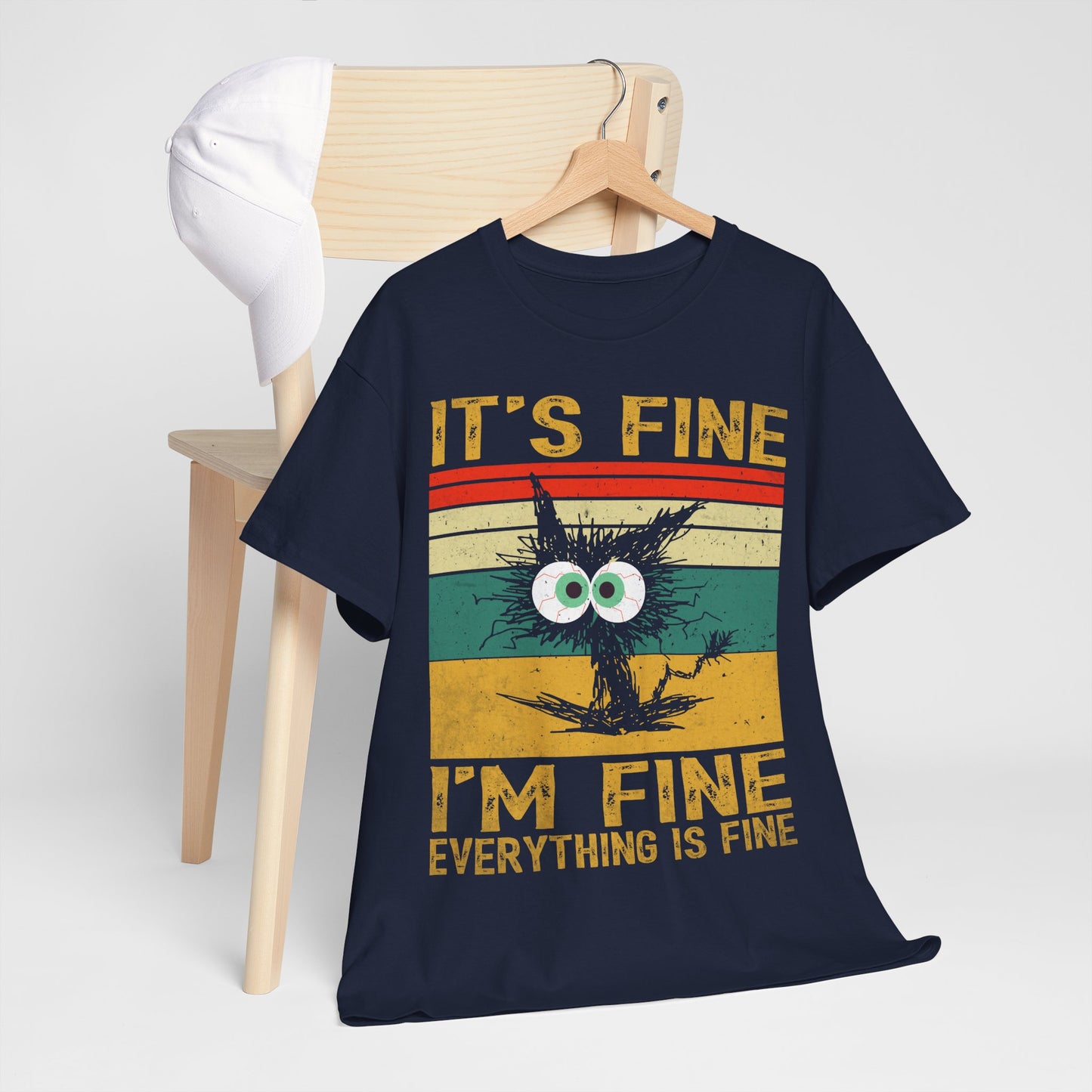 It’s Fine I’m Fine Shirt - Funny Stressed Cat Retro Tee