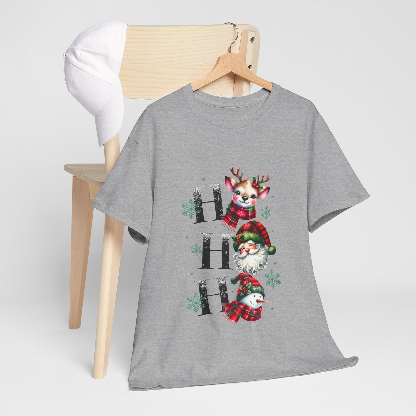Ho Ho Ho Christmas Shirt - Cute Reindeer, Santa & Snowman Tee