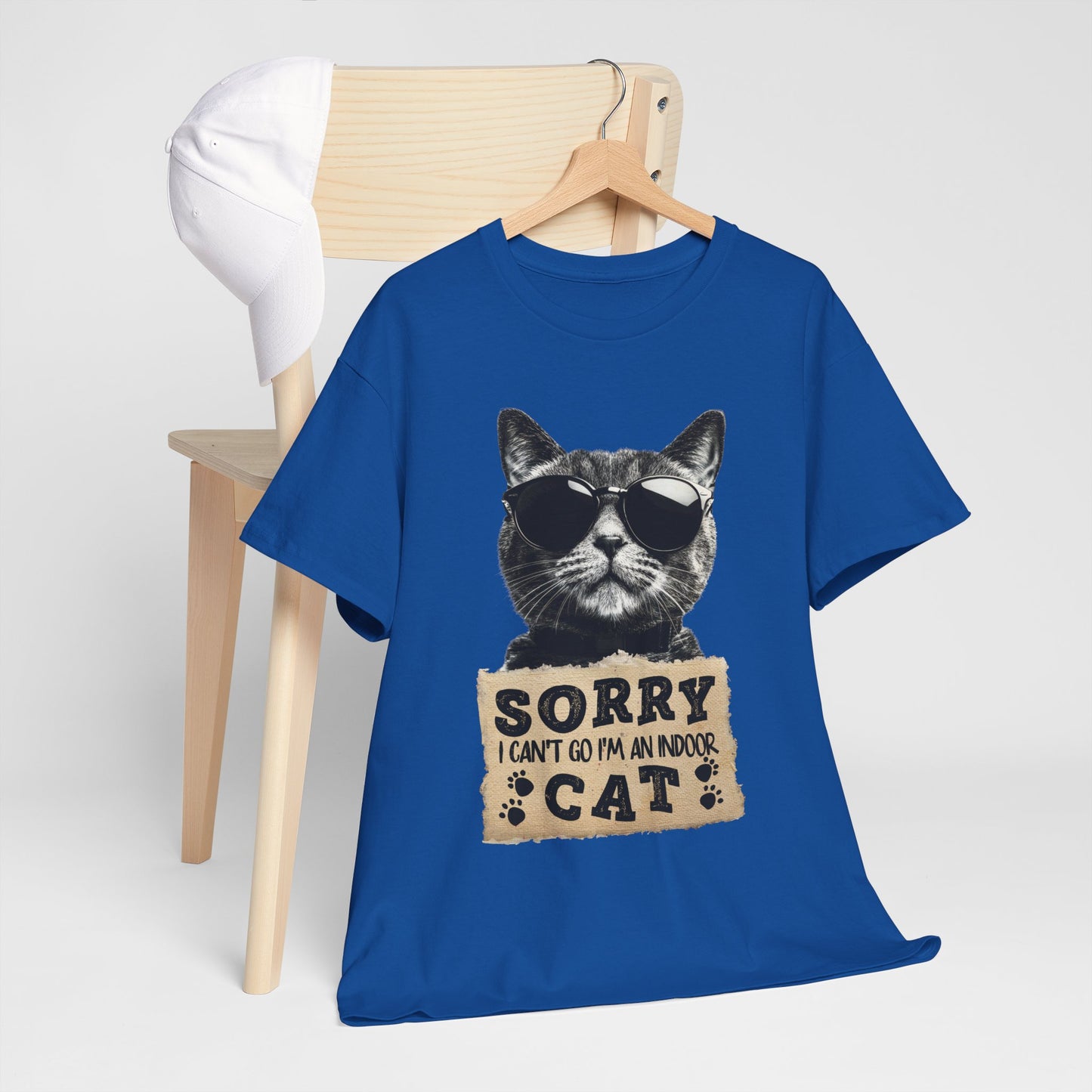 Indoor Cat T-Shirt - Sorry I Can't Go Meme Tee