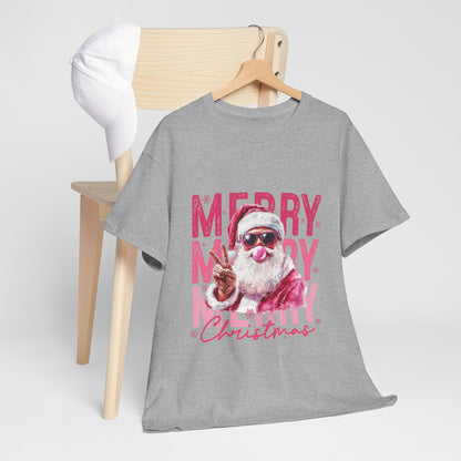 Cool Santa Bubblegum T-Shirt - Pink Merry Christmas Tee