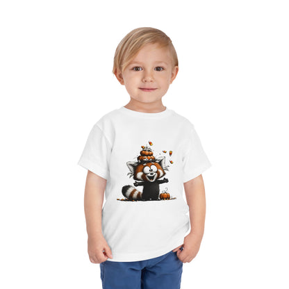 Red Panda Kids Halloween T-Shirt - Candy Corn & Pumpkins Toddler Tee
