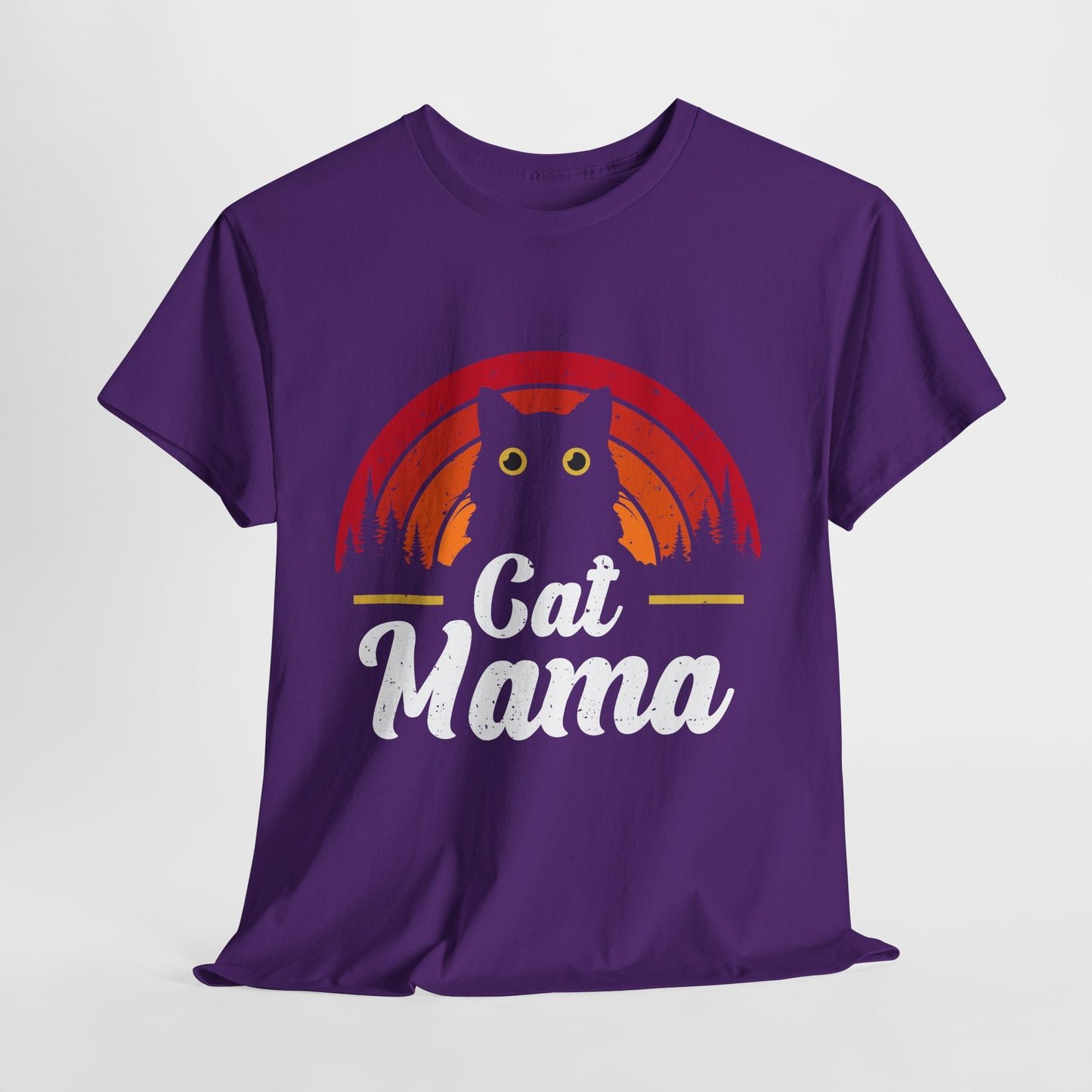 Cat Mama T-Shirt - Retro Sunset Cat Mom Tee
