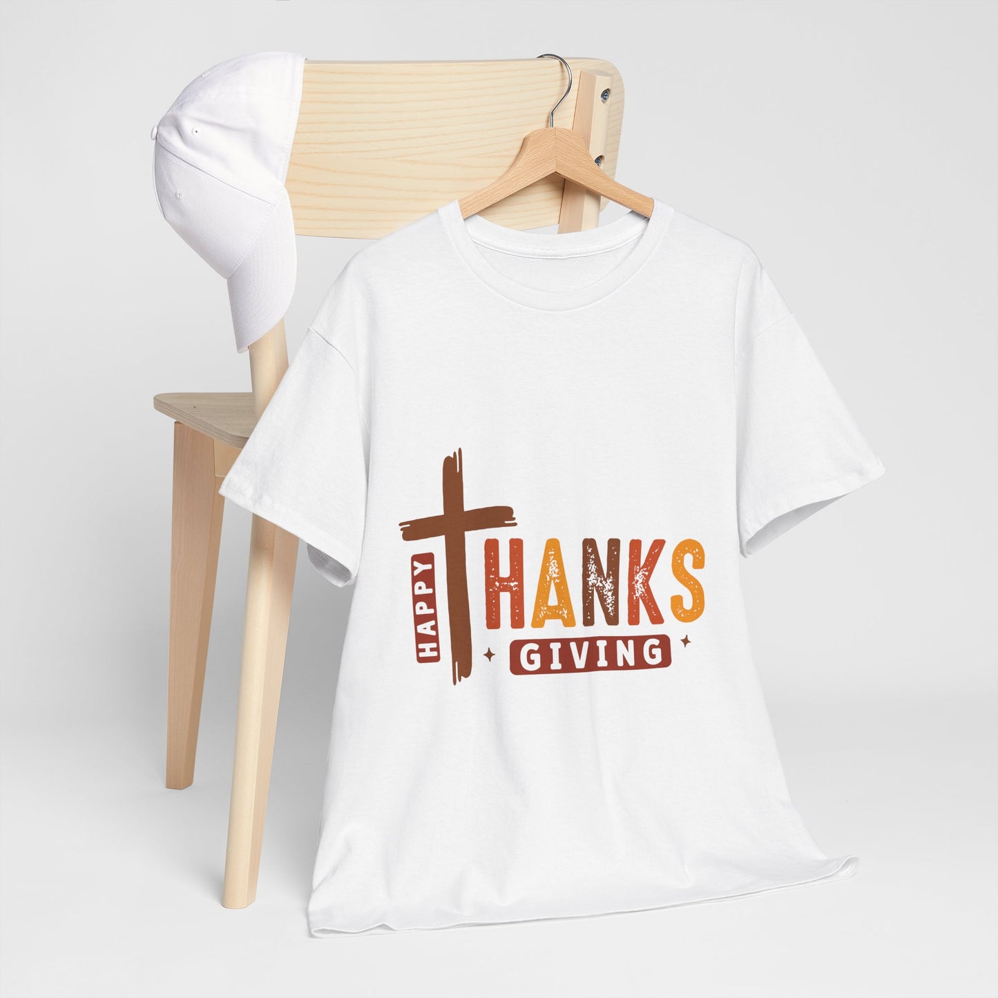 Christian Thanksgiving T-Shirt - Faith-Based “THANKS” Cross Jesus Tee
