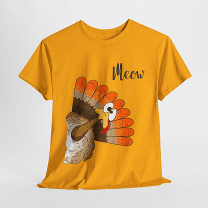 Funny Cat Turkey T-Shirt - Thanksgiving Meow Cat Lover Tee