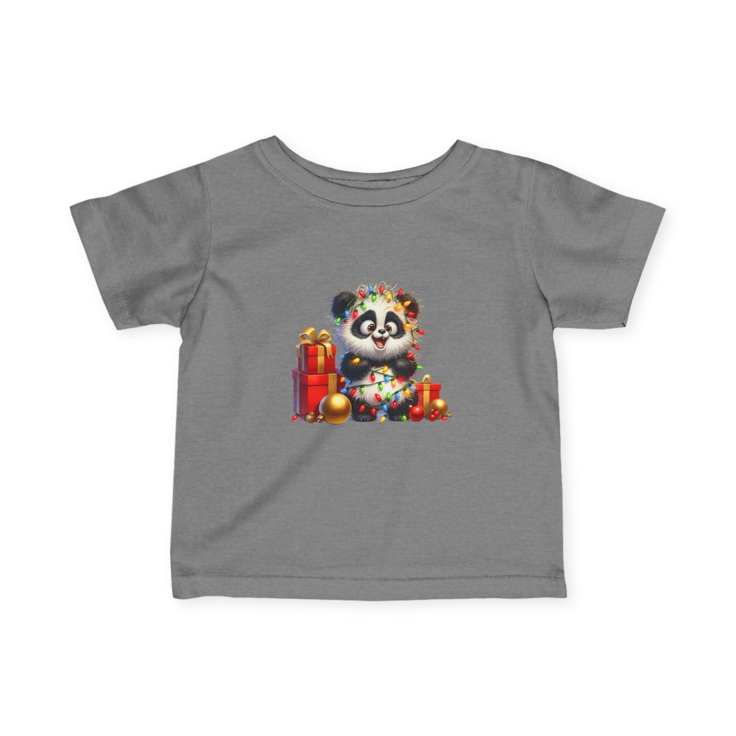 Baby Panda Christmas Lights Infant T-Shirt – Cute Holiday Outfit