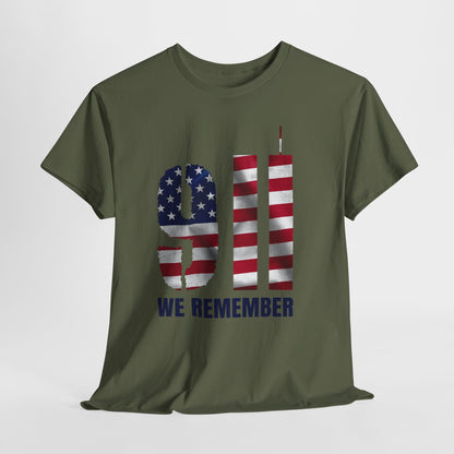 9/11 We Remember T-Shirt - American Flag Twin Towers Memorial Tee