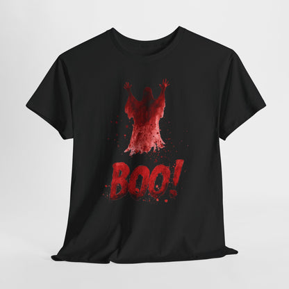 Boo Ghost Halloween T-Shirt - Red Spirit Blood Splatter Horror Tee