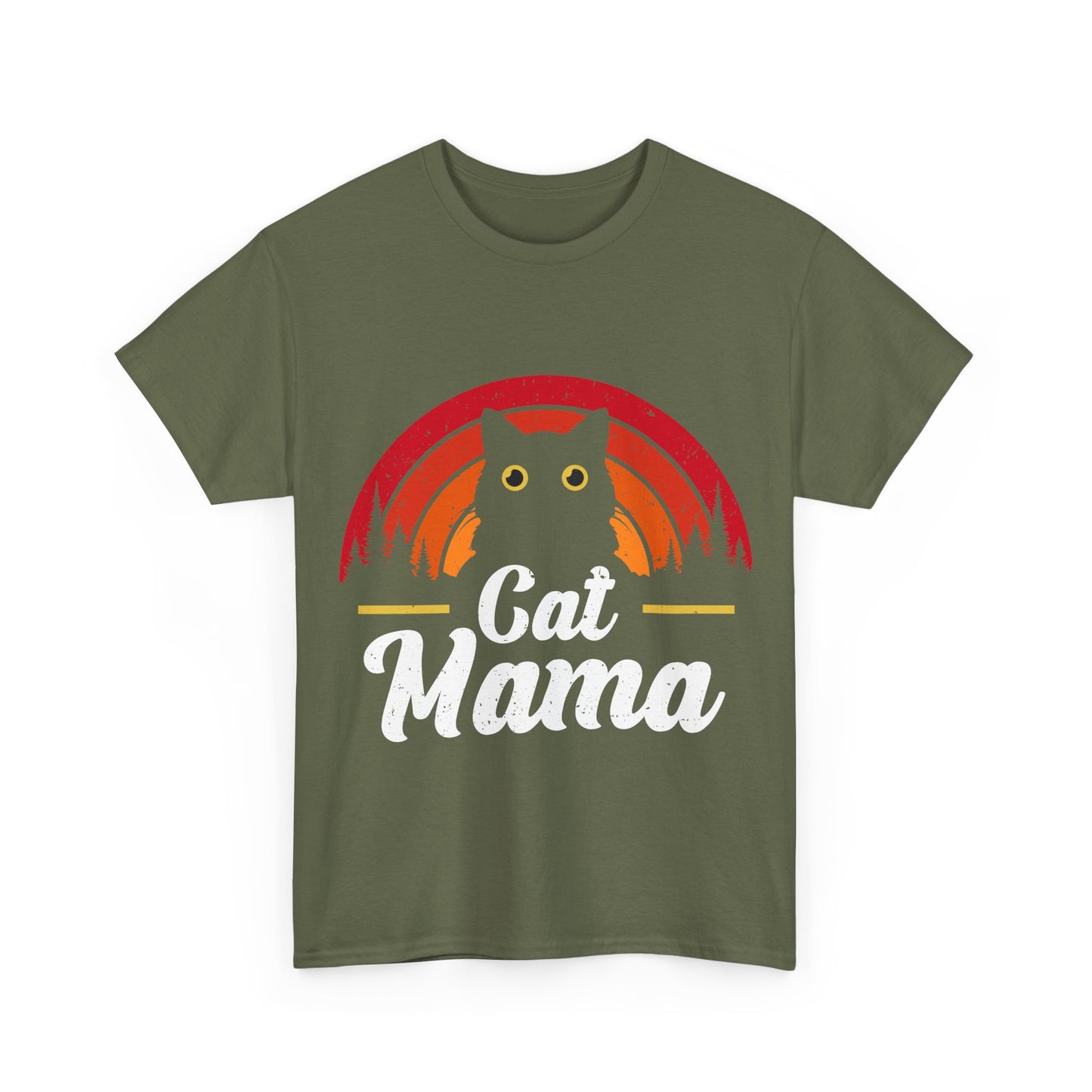 Cat Mama T-Shirt - Retro Sunset Cat Mom Tee