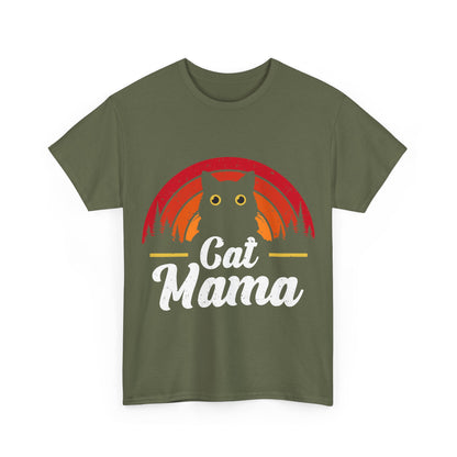 Cat Mama T-Shirt - Retro Sunset Cat Mom Tee