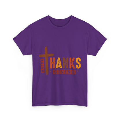 Christian Thanksgiving T-Shirt - Faith-Based “THANKS” Cross Jesus Tee