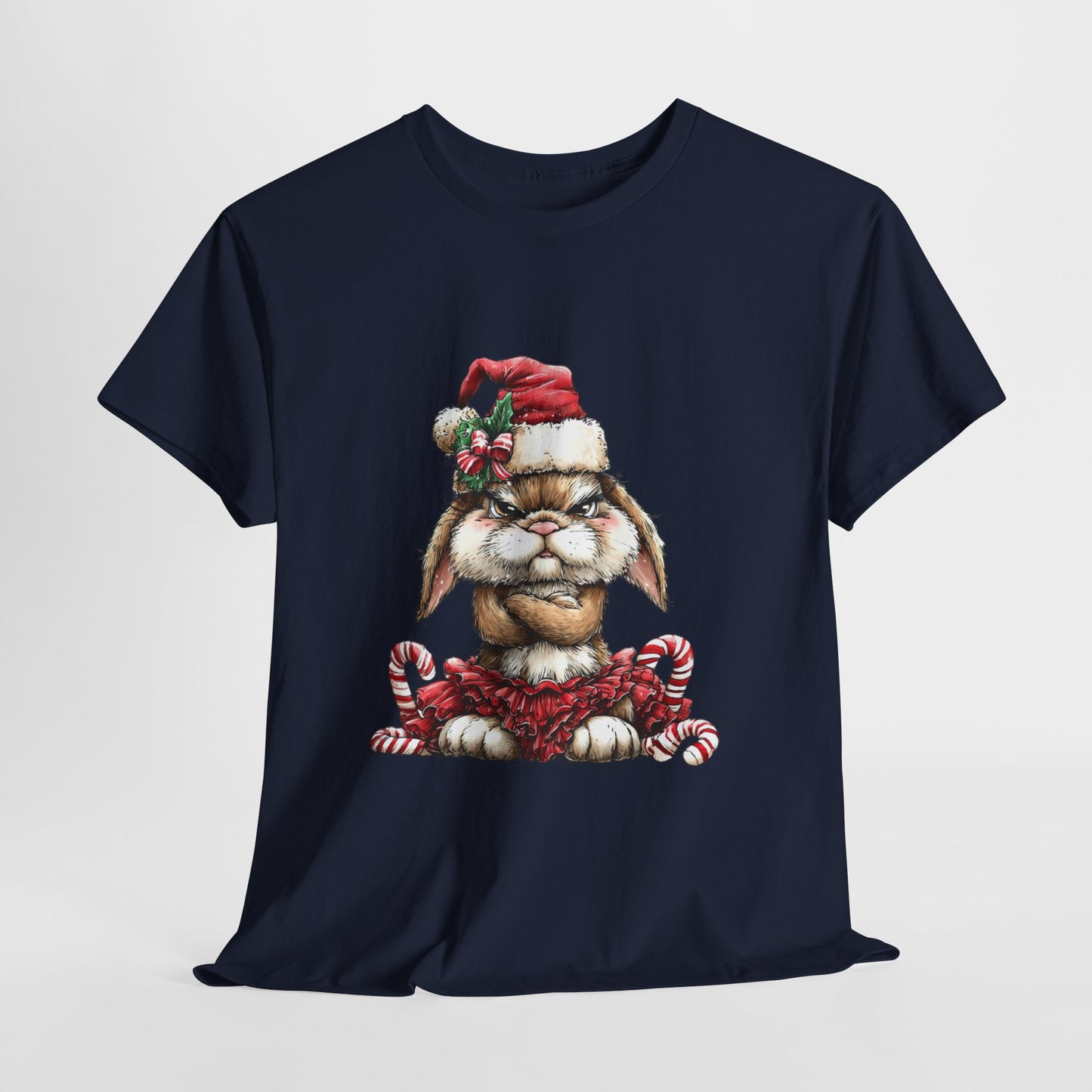 Grumpy Christmas Bunny T-Shirt - Santa Hat Rabbit in Red Tutu Tee
