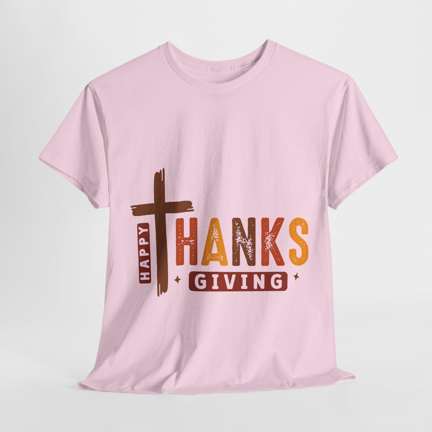 Christian Thanksgiving T-Shirt - Faith-Based “THANKS” Cross Jesus Tee