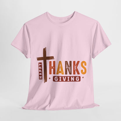 Christian Thanksgiving T-Shirt - Faith-Based “THANKS” Cross Jesus Tee