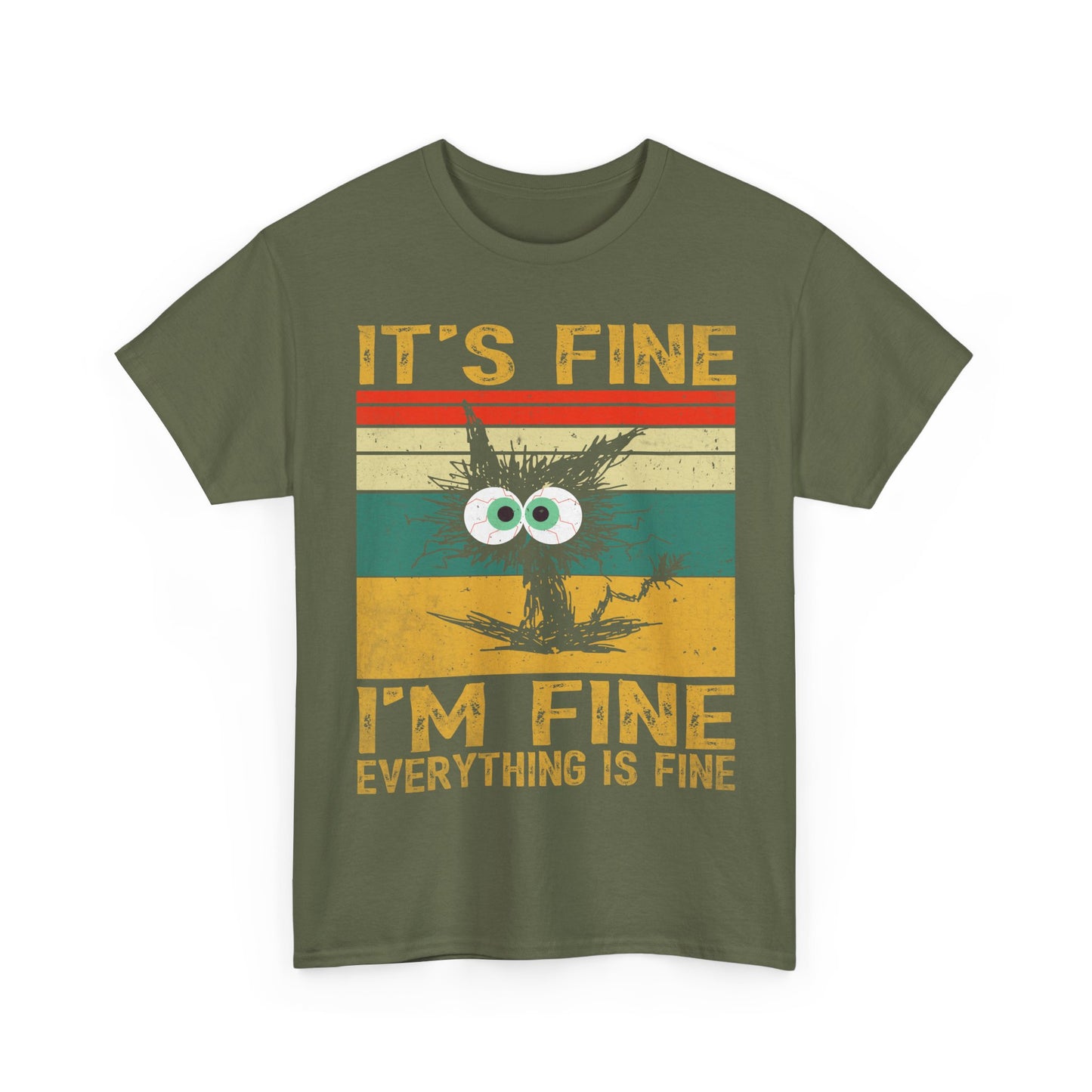 It’s Fine I’m Fine Shirt - Funny Stressed Cat Retro Tee
