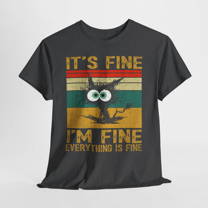 It’s Fine I’m Fine Shirt - Funny Stressed Cat Retro Tee