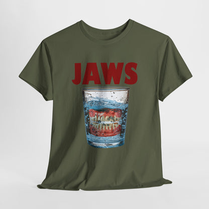 JAWS Parody - Funny Denture in Water Glass T-Shirt for Movie & Humor Fans