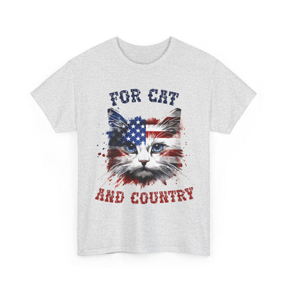For Cat and Country Shirt - Patriotic USA Flag Cat Tee