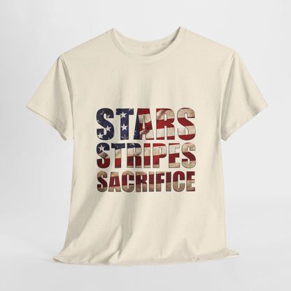 Stars Stripes Sacrifice T-Shirt - Patriotic Veteran USA Flag Tee