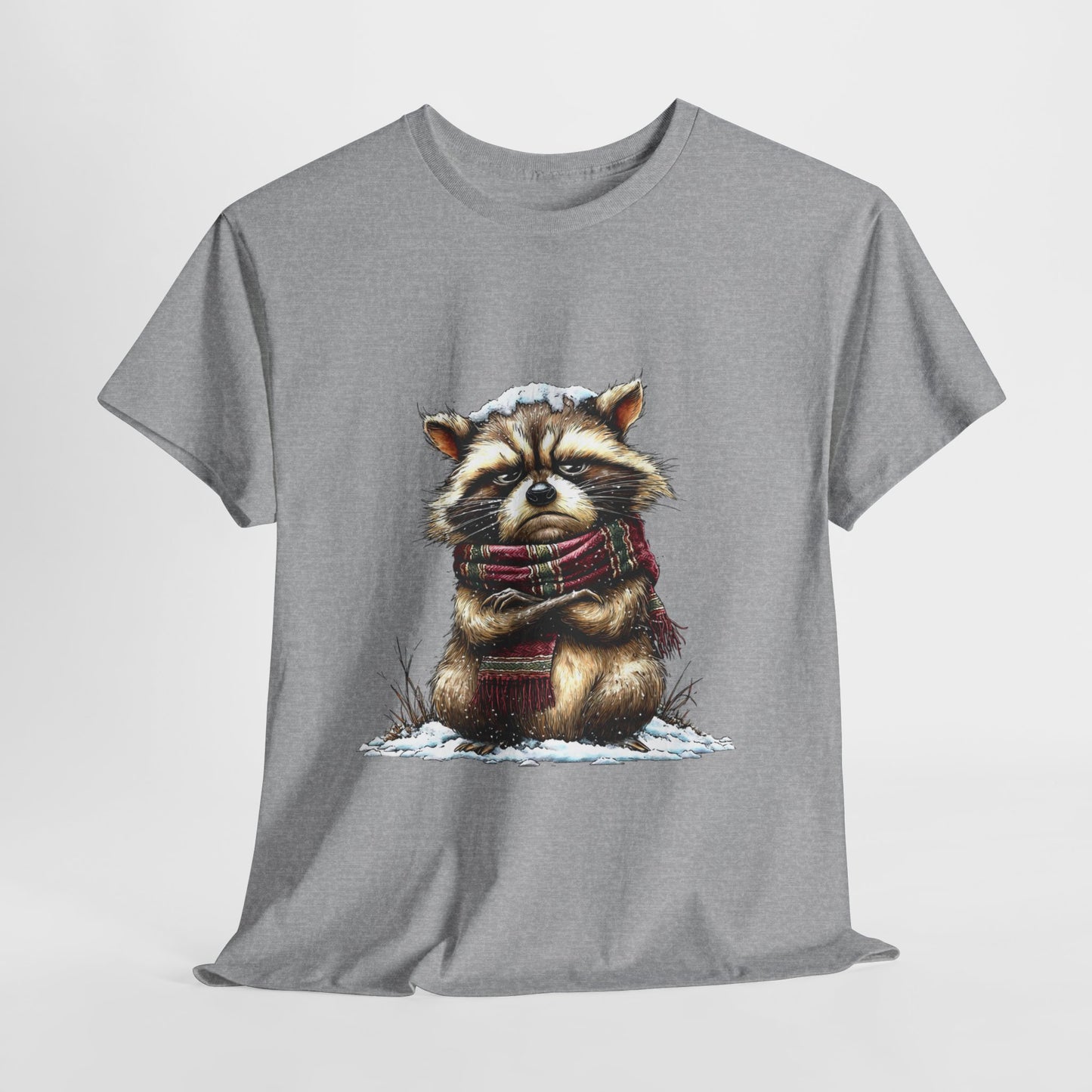 Grumpy Winter Raccoon Shirt - Funny Cozy Scarf Trash Panda Tee