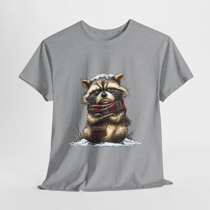 Grumpy Winter Raccoon Shirt - Funny Cozy Scarf Trash Panda Tee