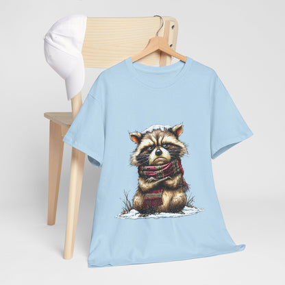 Grumpy Winter Raccoon Shirt - Funny Cozy Scarf Trash Panda Tee