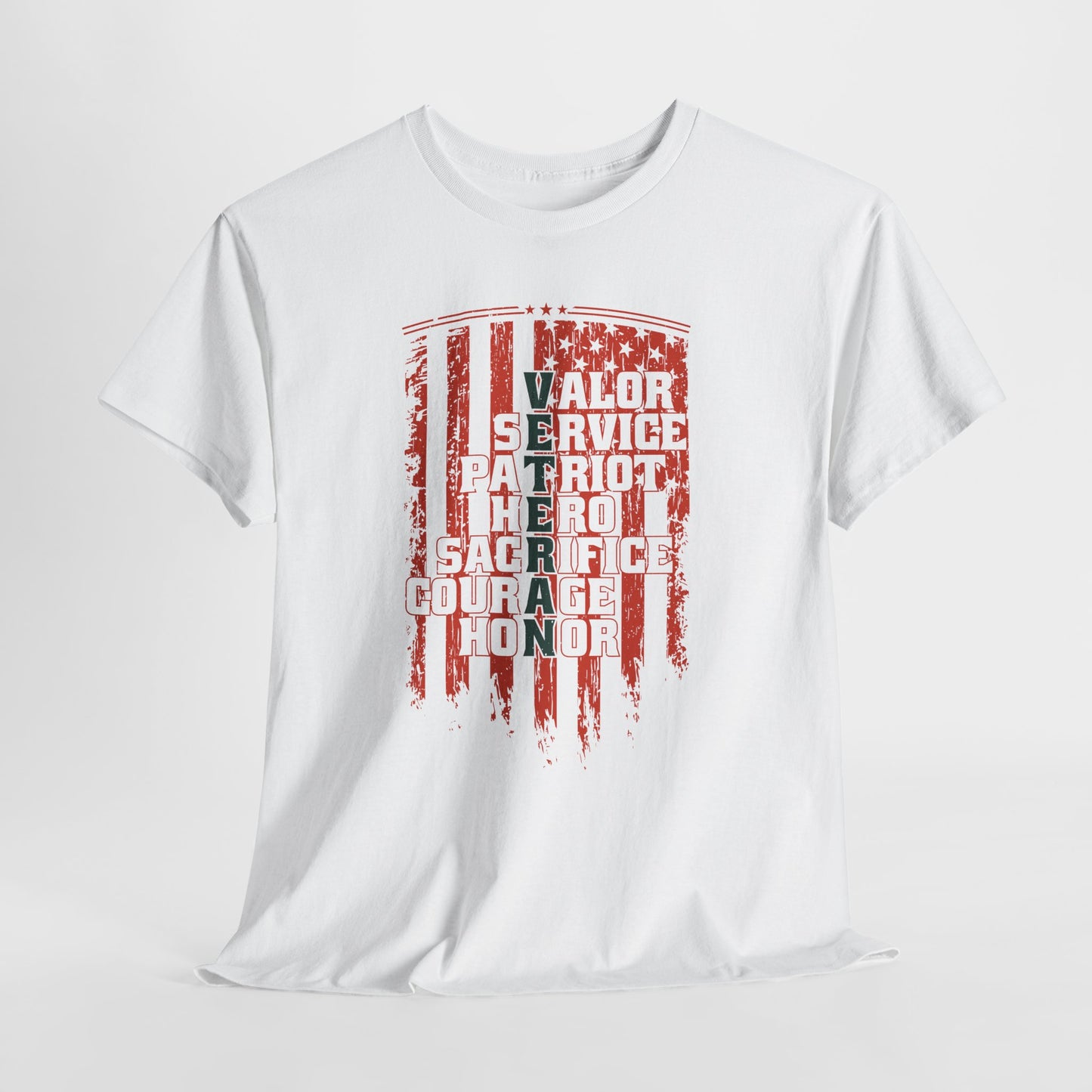 Veteran Word Art T-Shirt - Military Acronym Flag Tee