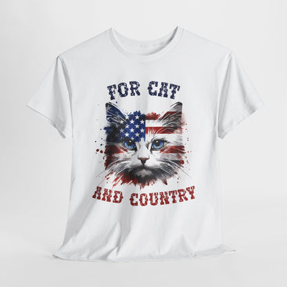 For Cat and Country Shirt - Patriotic USA Flag Cat Tee