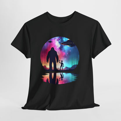 Koszulka z motywem przyjaźni Wielkiej Stopy i Obcych – Retro Vaporwave Galaxy UFO