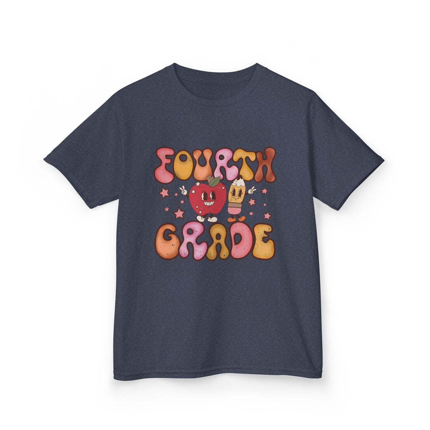 Fourth Grade Bubble Letters T-Shirt | Retro Kawaii Back to School Kids Tee