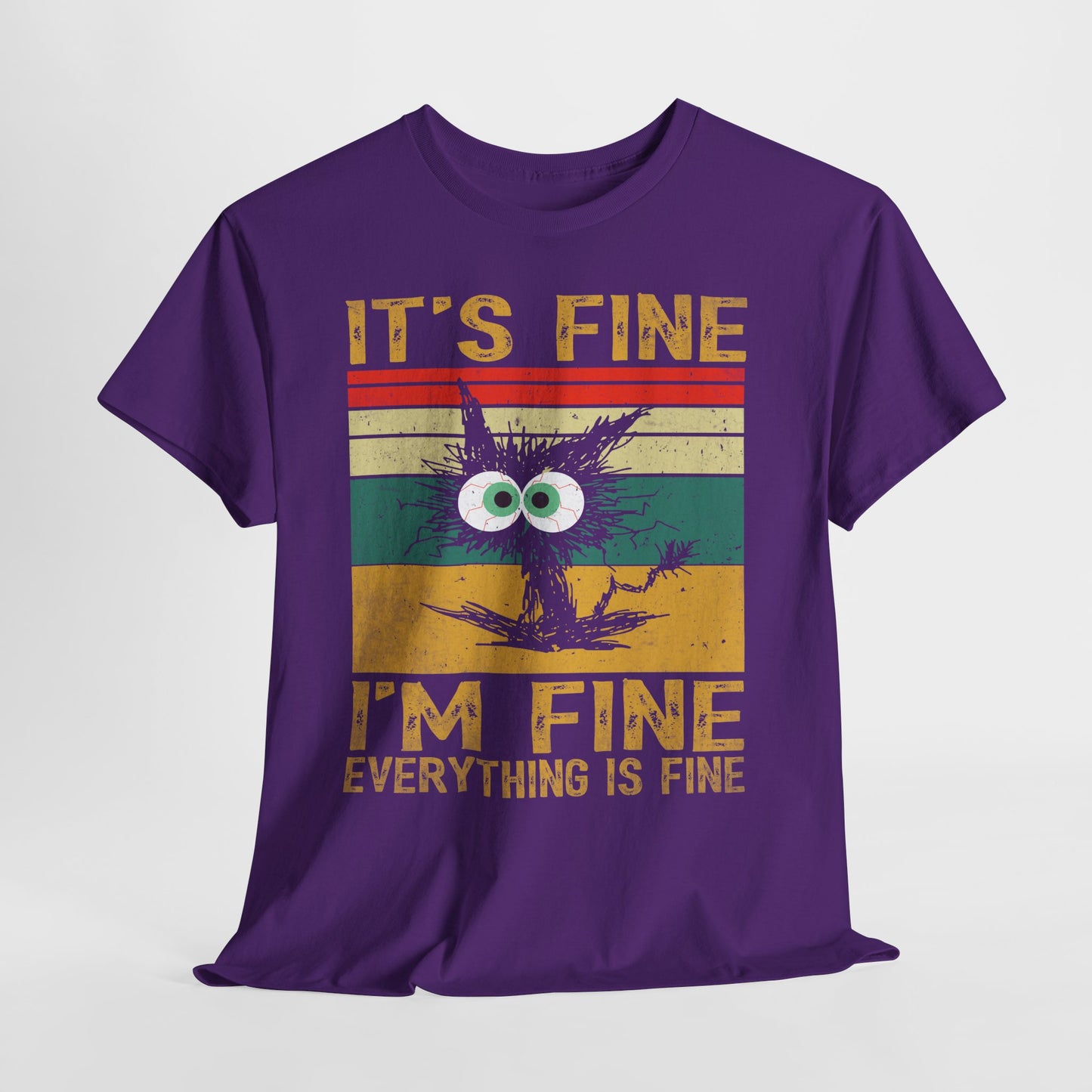 It’s Fine I’m Fine Shirt - Funny Stressed Cat Retro Tee