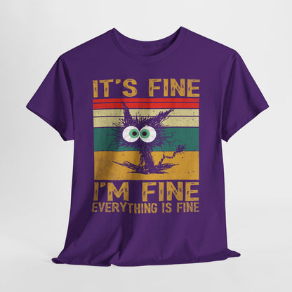 It’s Fine I’m Fine Shirt - Funny Stressed Cat Retro Tee