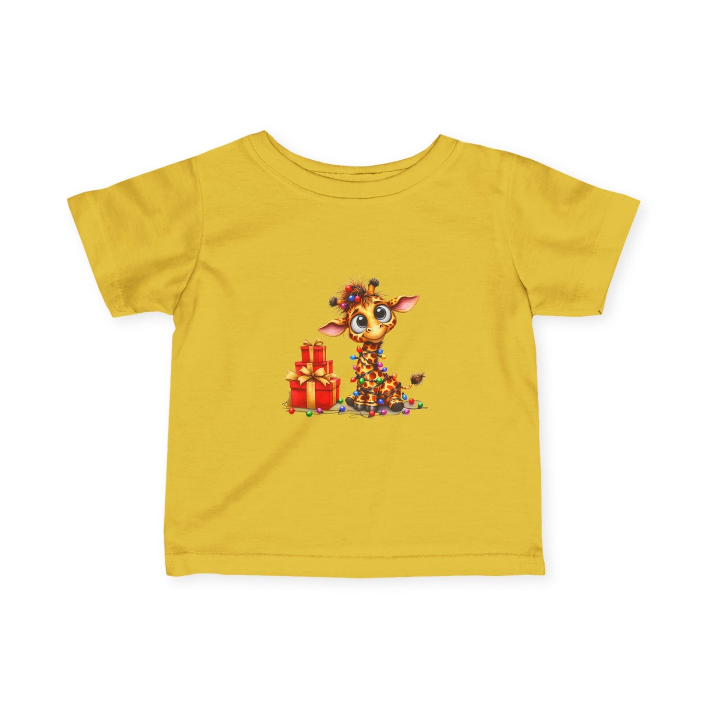 Baby Giraffe Christmas Lights Infant T-Shirt – Cute Holiday Tee