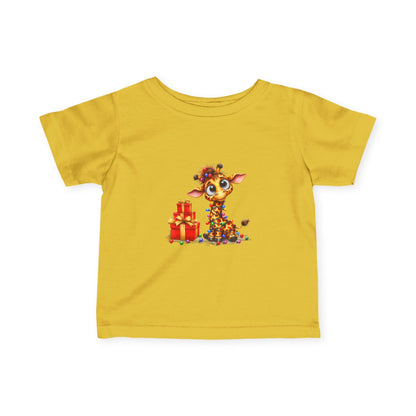 Baby Giraffe Christmas Lights Infant T-Shirt – Cute Holiday Tee