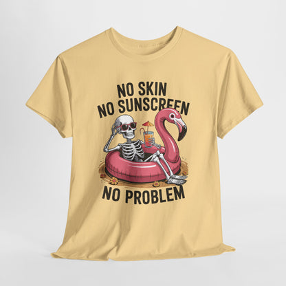 No Skin No Sunscreen T-Shirt - Skeleton Flamingo Summer Tee