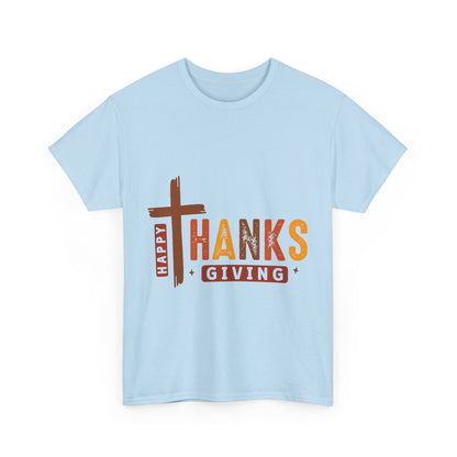 Christian Thanksgiving T-Shirt - Faith-Based “THANKS” Cross Jesus Tee