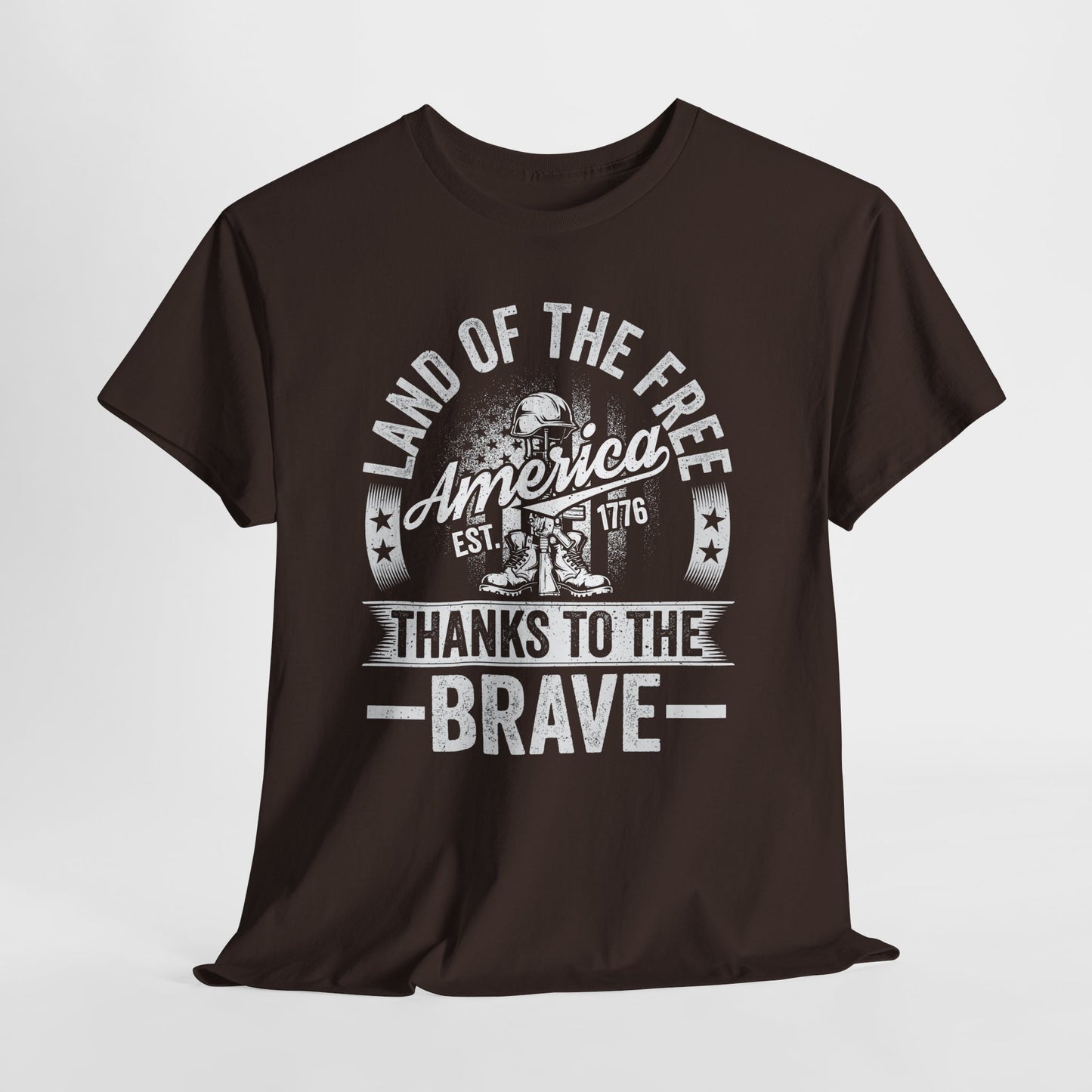 Land of the Free T-Shirt - Battlefield Cross & Flag Memorial Tee