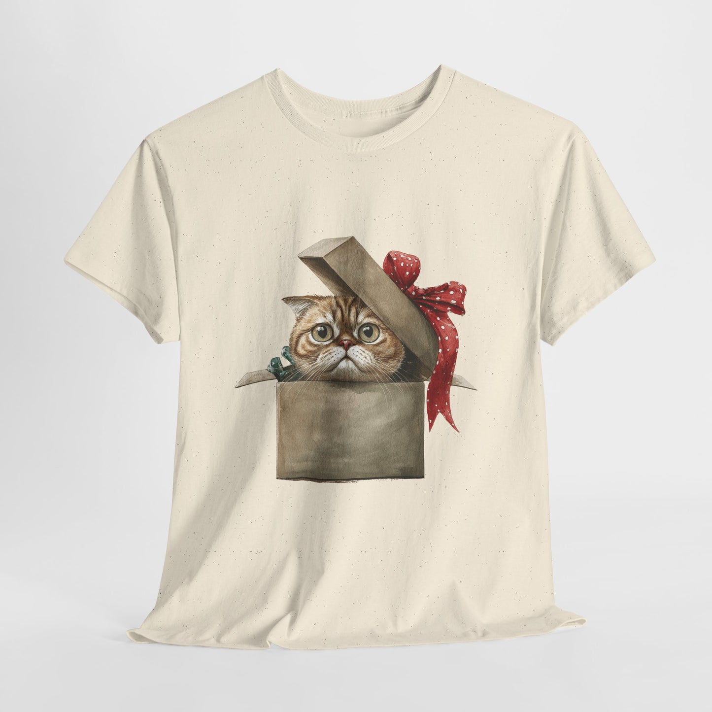 Christmas Gift Box Cat T-Shirt - Kitty in Present Tee