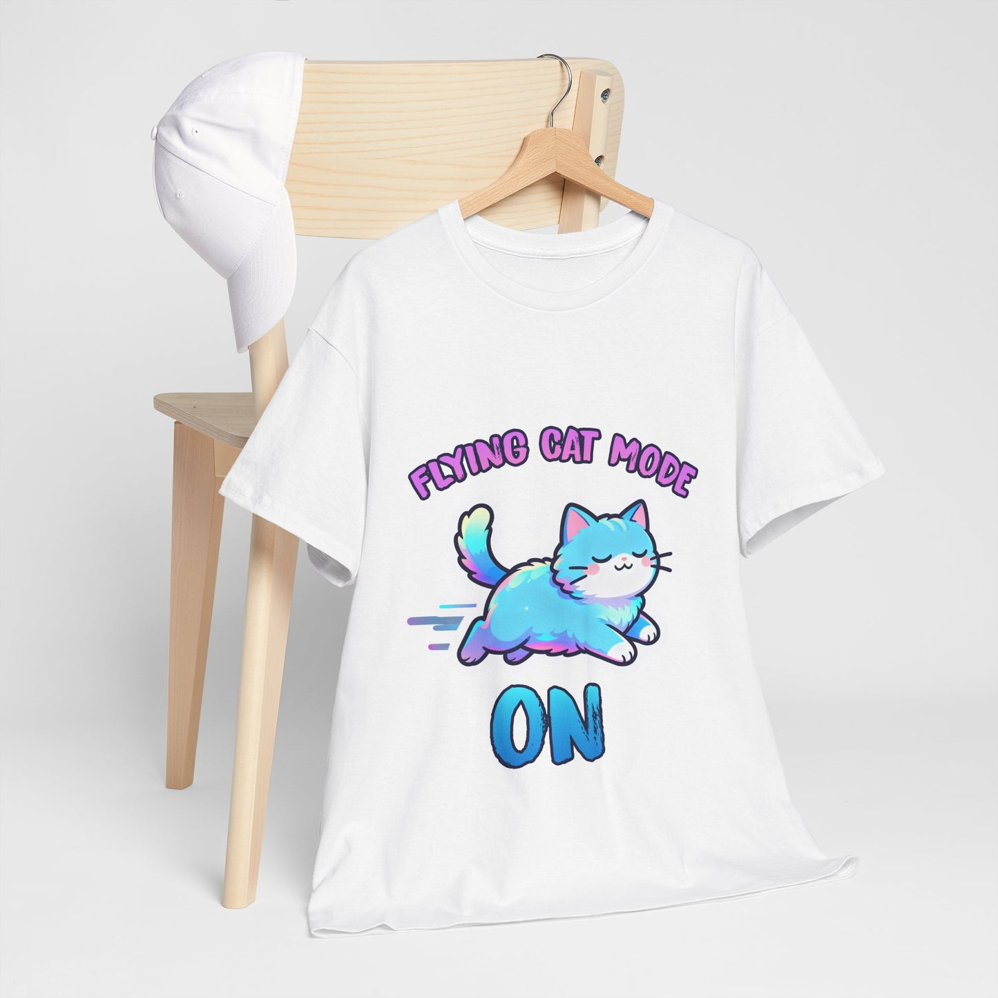 Flying Cat Mode Shirt – Kawaii Pastel Kitty Zoomies Tee
