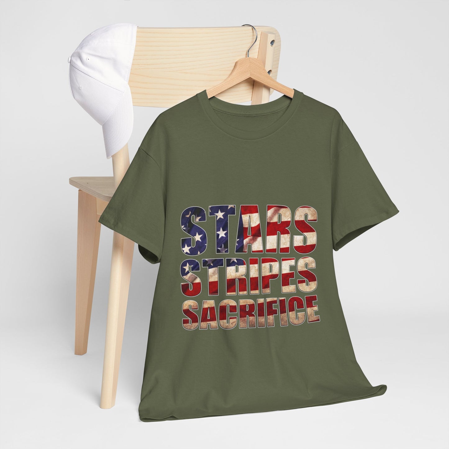 Stars Stripes Sacrifice T-Shirt - Patriotic Veteran USA Flag Tee