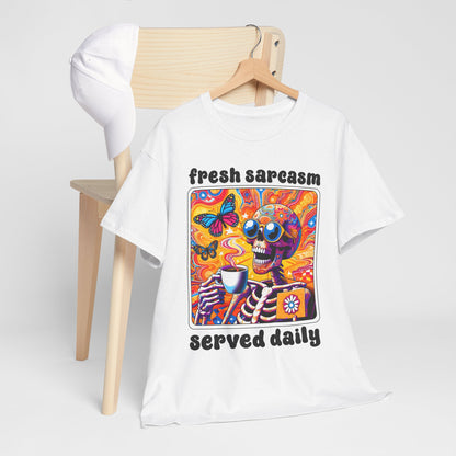 Psychedelic Coffee Skeleton T-Shirt - Trippy Boho Butterfly Tee