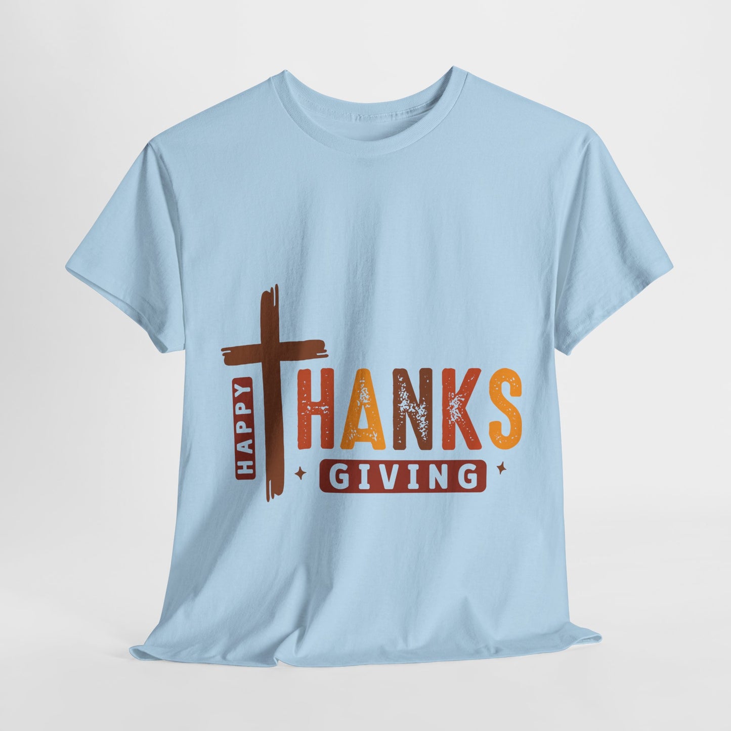 Christian Thanksgiving T-Shirt - Faith-Based “THANKS” Cross Jesus Tee