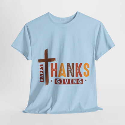 Christian Thanksgiving T-Shirt - Faith-Based “THANKS” Cross Jesus Tee