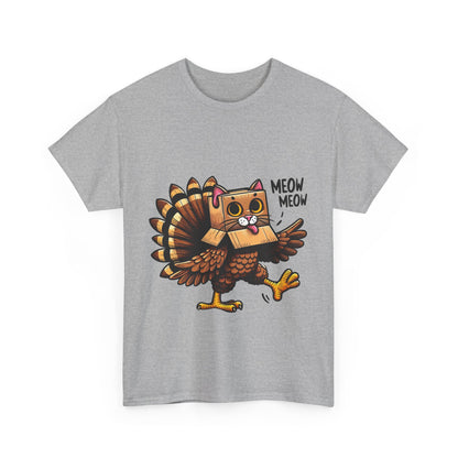 Funny Turkey Cat T-Shirt - Thanksgiving Meow Meow Cat Lover Tee
