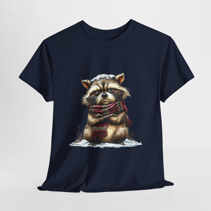 Grumpy Winter Raccoon Shirt - Funny Cozy Scarf Trash Panda Tee